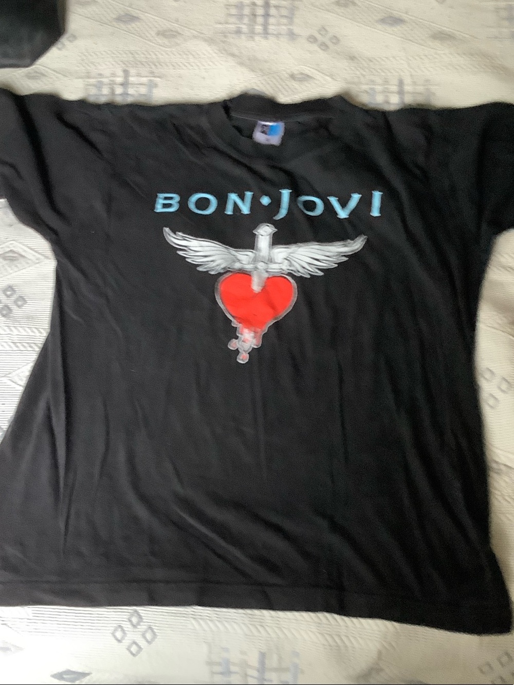 Women's Black Short Sleeve Tee with Red Heart and Wings Graphic
